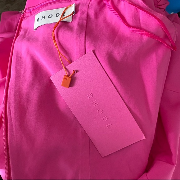 $595 NWT RHODE “Viola” Ruffle Midi Dress in Malibu Pink Sz 2 - Picture 3 of 13